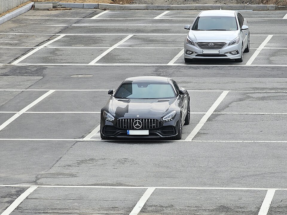 Obsidian Black Mercedes-AMG C190 Facelift GT coupe.