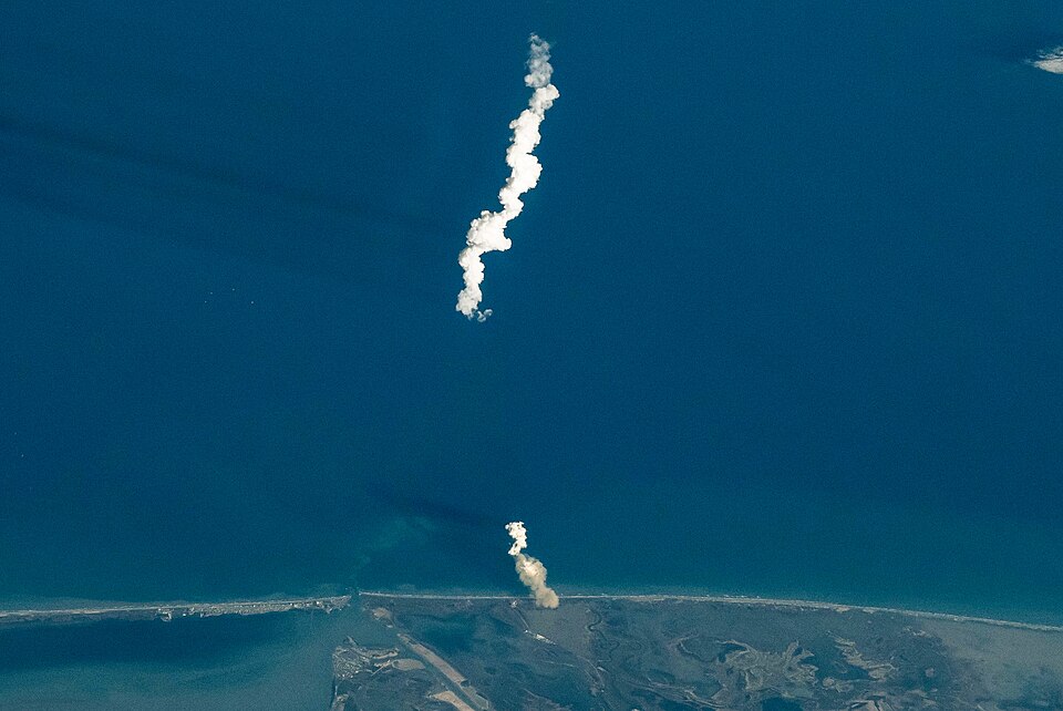 iss072e220043 (Nov. 19, 2024) --- The launch plume from the SpaceX Starship 6 rocket after it lifted off from the company's Starbase site in Boca Chica, Texas is pictured from the International Space Station.