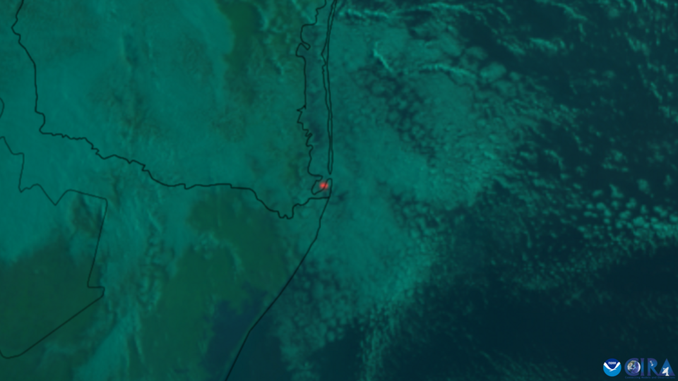 SpaceX’s Starship launched from Boca Chica, Texas. The shadow of the rocket plume can be seen in the early light. This is the fourth test flight for Starship and the first to be wholly successful.