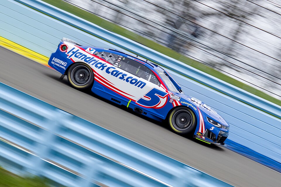 MAY 9, 2026 - Kyle Larson, driver of the HendrickCars.com Chevrolet Camaro ZL1, competes in practice for the Go Bowling at the Glen at Watkins Glen International in Watkins Glen, New York.