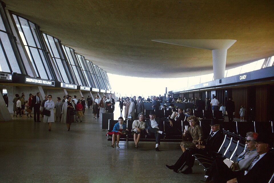 Interior of the Dulles Airport terminal in about 1963