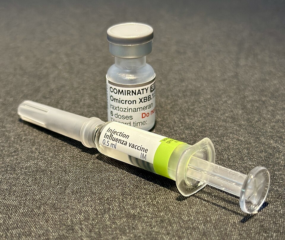Vial: Comirnaty Omicron XBB.1.5 10 micrograms/dose dispersion for injection COVID-19 mRNA Vaccine (nucleoside modified). Vaccine vial. Raxtozinameran 
BioNTech - Pfizer
COVID-19 vaccine for adults and adolescents from 12 years
Pre-filled syringe: Cell-based Quadrivalent Influenza Vaccine (Surface An
