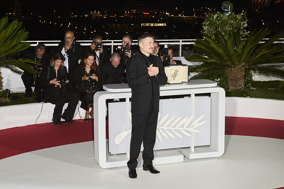Cristian Mungiu poses with the Palme d’Or for "Fjord" during the Palme D'Or winners photocall at the 79th annual Cannes Film Festival