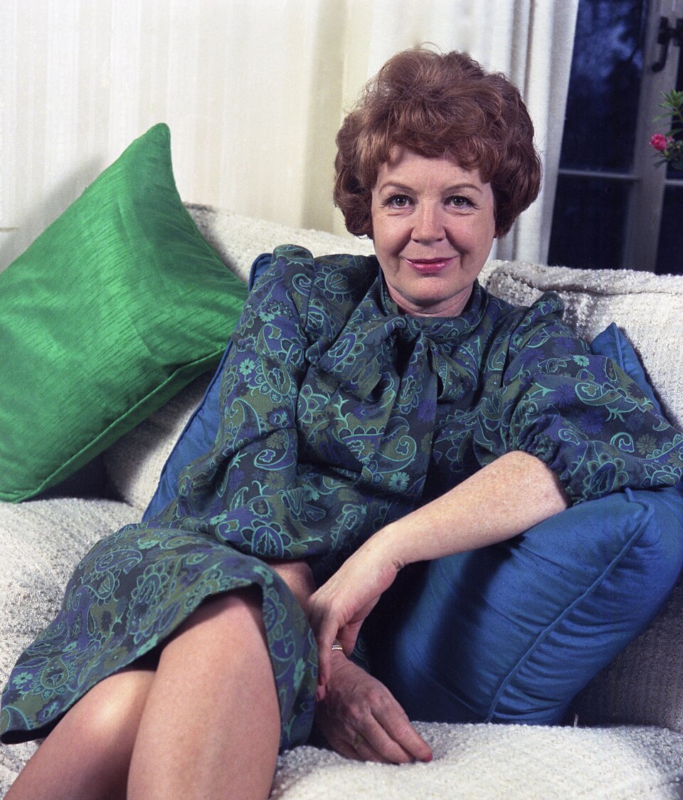 Phyllis Calvert at home in Putney, London
