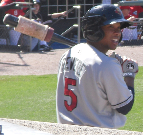 Minnesota Twins outfielder Ben Revere with the Rochester Red Wings. Taken at Alliance Bank Stadium in Syracuse, NY.