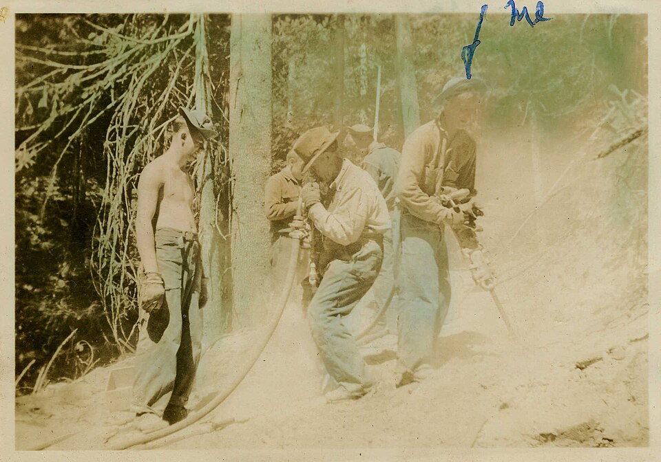 Production Date: 1936
Source Type: Photograph
Printer, Publisher, Photographer: Unknown
Postmark: Not Applicable
Collection: Steven R. Shook
Remark: The photograph is identified with the "Harlem Spike Camp," which is believed to have been associated with Camp Black Bear located on Bertha Hill along