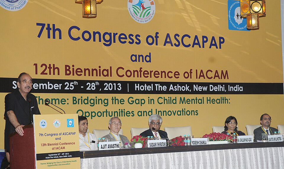 The Union Minister for Health and Family Welfare, Shri Ghulam Nabi Azad addressing the 7th Congress of Asian Society for Child and Adolescent Psychiatry &amp; Allied Professionals and 12th Biennial Conference of Indian Association for Child and Adolescent Mental Health, in New Delhi on September 25,