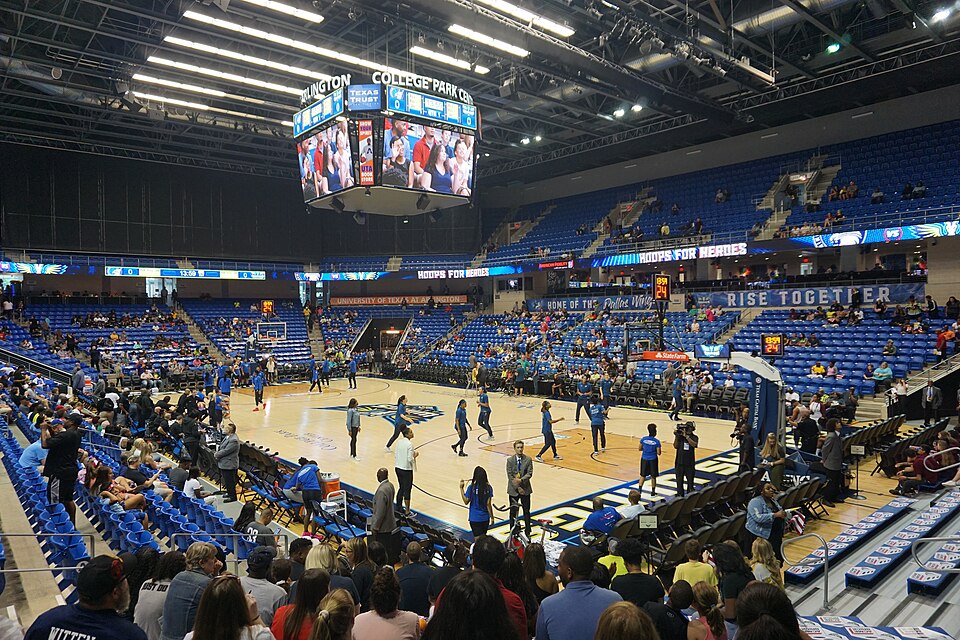 The arena before the Minnesota Lynx vs. Dallas Wings basketball game at College Park Center in Arlington, Texas (United States). Dallas won 89–86.