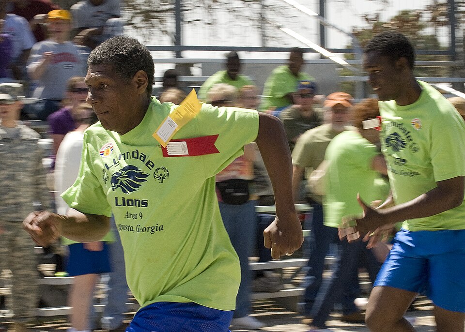Special Olympic athletes compete in a race, during the Special Olympics events, on Fort Gordon, Ga., Mar. 24 2010. Special Olympic athletes and local volunteers participated during the events.