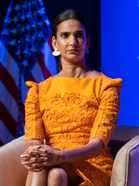 Vice President Kamala Harris joins actress and producer Poorna Jagannathan and “Dear Asian Americans” podcast host Jerry Won for a moderated conversation at the White House AA and NHPI Forum, Wednesday, May 3, 2023, at George Washington University’s Lisner Auditorium in Washington, D.C. (Official Wh