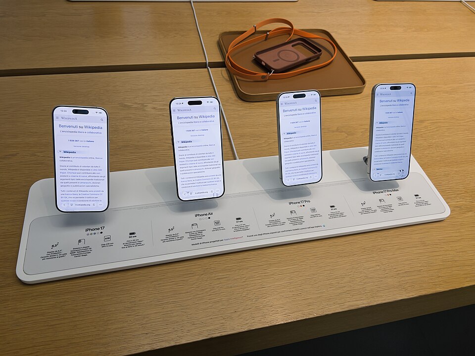The iPhone 17, Air, 17 Pro, and Pro max side by side