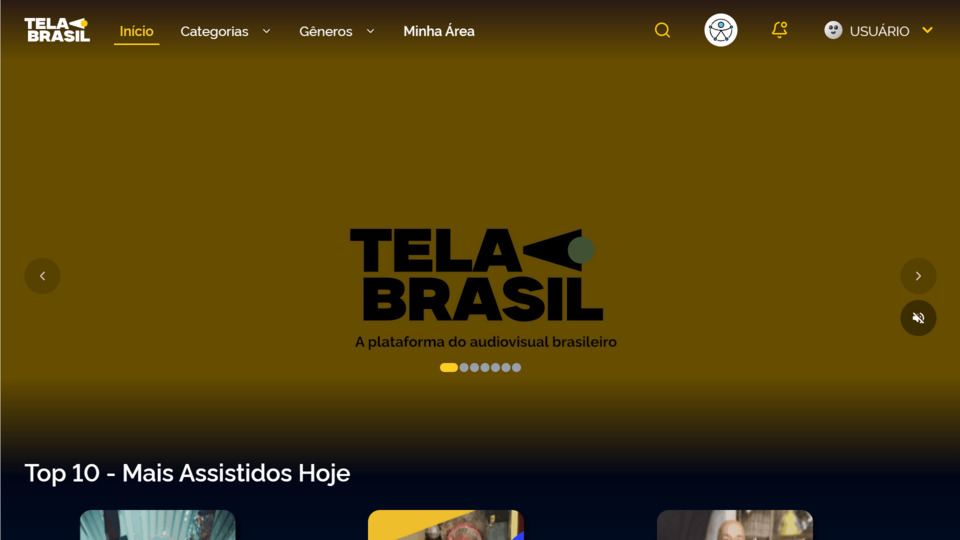 Homepage, after logging in, of the Brazilian streaming platform Tela Brasil