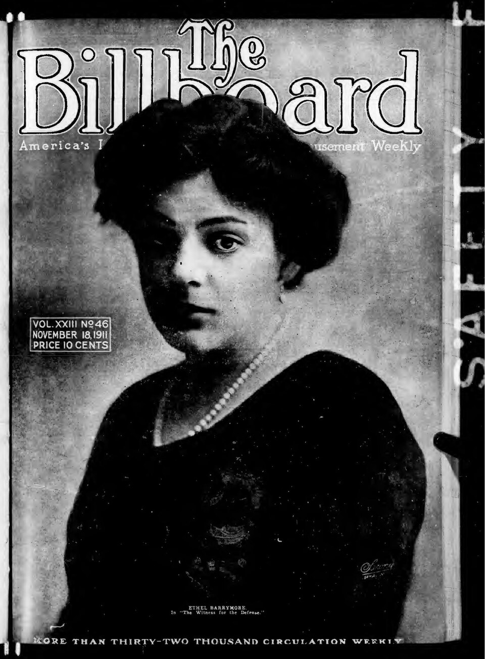 The Billboard 1911-11-18: <a href="https://archive.org/search.php?query=sim_pubid%3A6017%20AND%20volume%3A23" rel="nofollow">Volume 23</a>, Issue 46.Digitized from <a href="https://archive.org/details/sim_raw_scan_IA1591518-04/page/n1038" rel="nofollow">IA1591518-04</a>.Previ