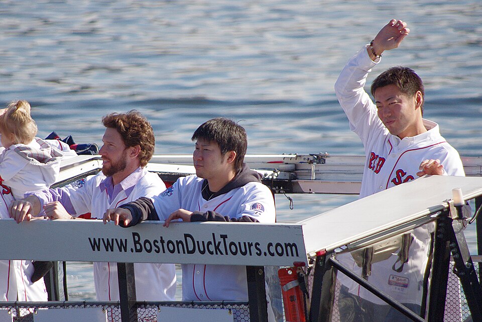 (From left to right) Craig Breslow, Junichi Tazawa and Koji Uehara