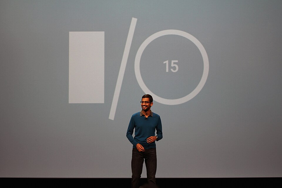 Sundar Pichai at the Google I/O conference in May 2015