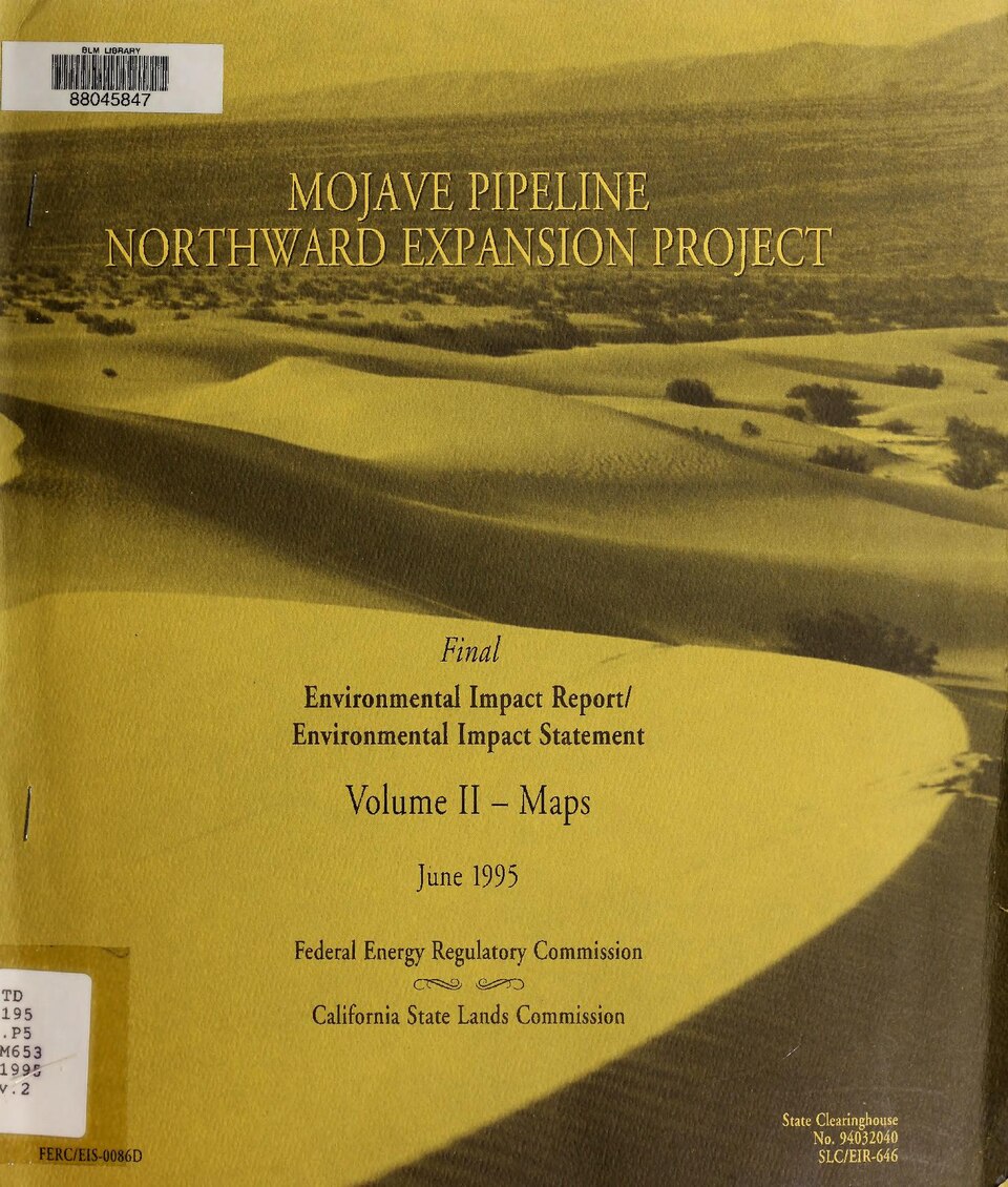 'June 1995.'
'FERC/EIS-0086.'
Errata sheet inserted in volume 2
Volume 1. [Report, statement] -- volume 2. Maps -- volume 3. Response to comments
Includes bibliographical references (volume 1, pages E-1-E-16)
Subjects: Petroleum pipelines; Public lands; Environmental protection; Pipelines; Petroleum