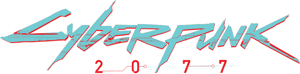 A logo for Cyberpunk 2077, a video game by CD Projekt RED