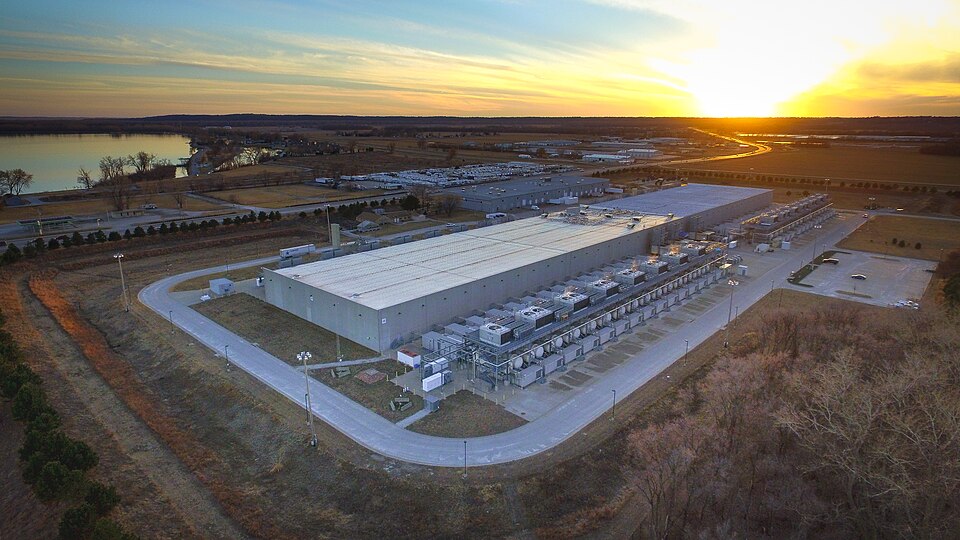 Aerial view of the Google Data Center in Council Bluffs, IA