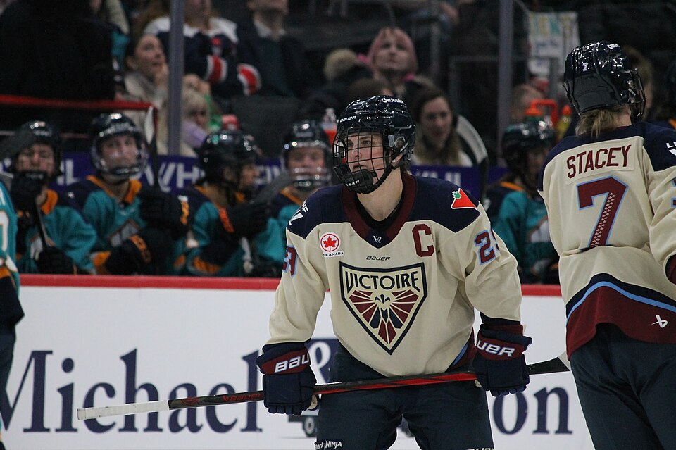 Marie-Philip Poulin of the Montreal Victoire during the PWHL Takeover Tour game vs. the New York Sirens at Capital One Arena in Washington, DC, January 18, 2026.