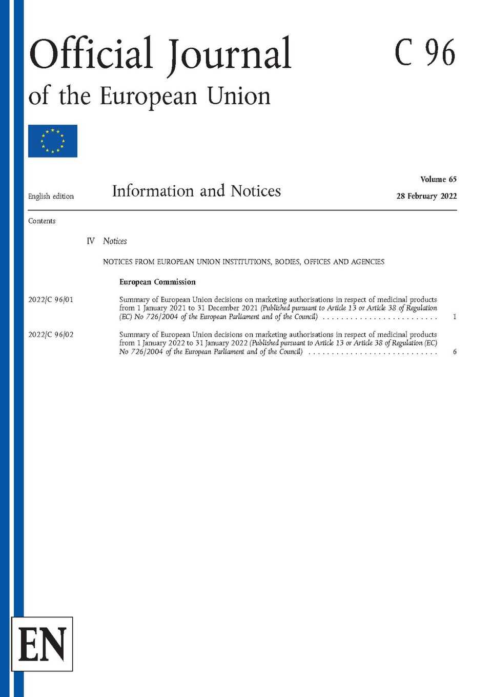 Official Journal of the European Union - C 96 of 28 February 2022 - English edition