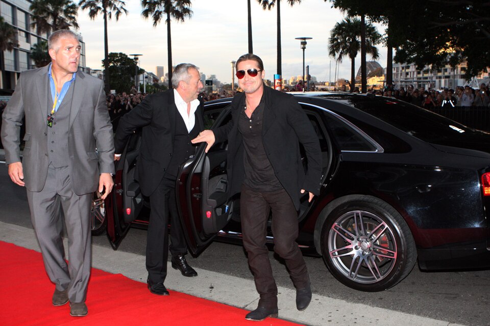 Brad Pitt arrives on Sydney's red carpet for World War Z premier - 9th June 2013.