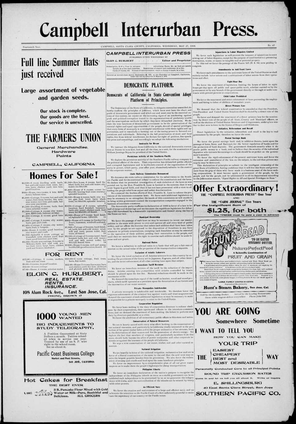 Note for IA: Darkened images inherent to the nature of microfilm.Series Title: Campbell (Interurban) Press Newspaper.Description: This series of newspapers ranges from 1895 through 1980. The paper tracks local (Campbell), Regional (Santa Clara Valley), State (CA), and national history. The Campbell