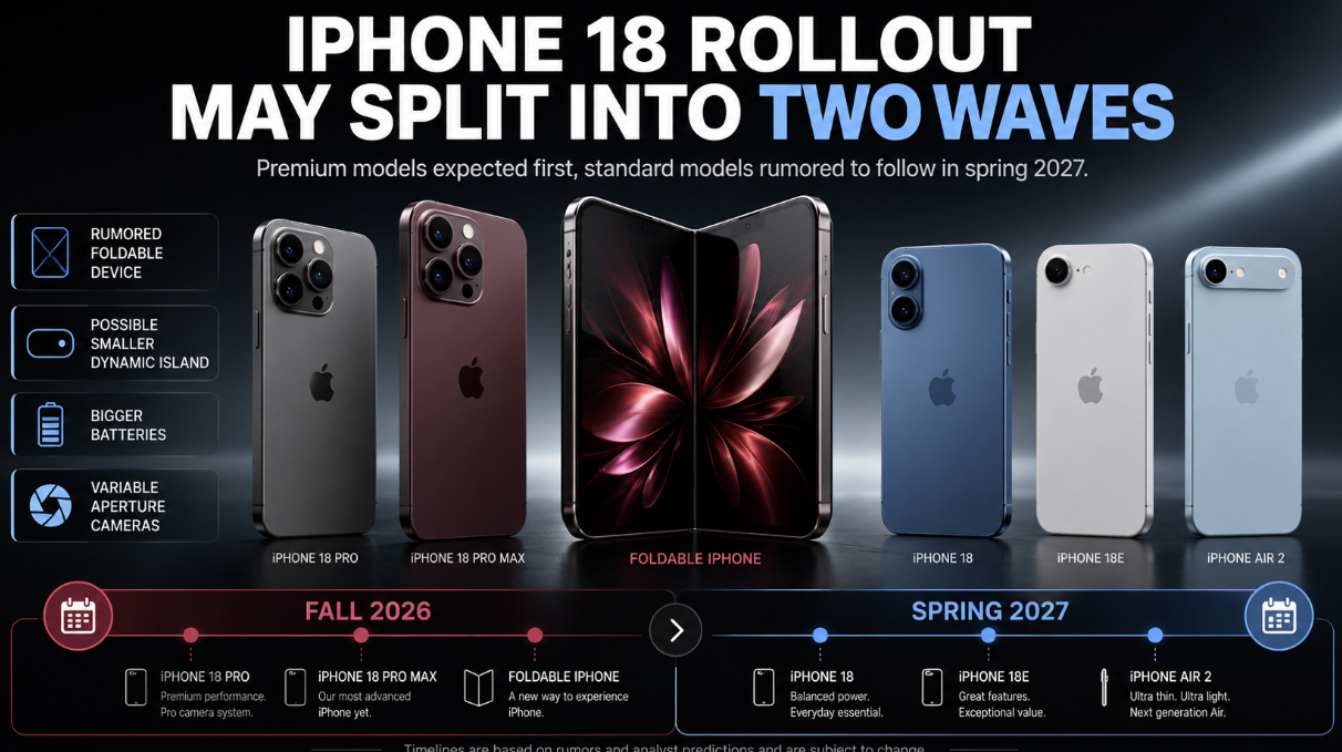 Apple Plans to Split iPhone 18 Launch Between Fall 2026 and Spring 2027
