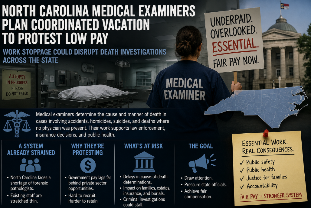 NC Medical Examiners Plan Mass Vacation to Protest Low Pay