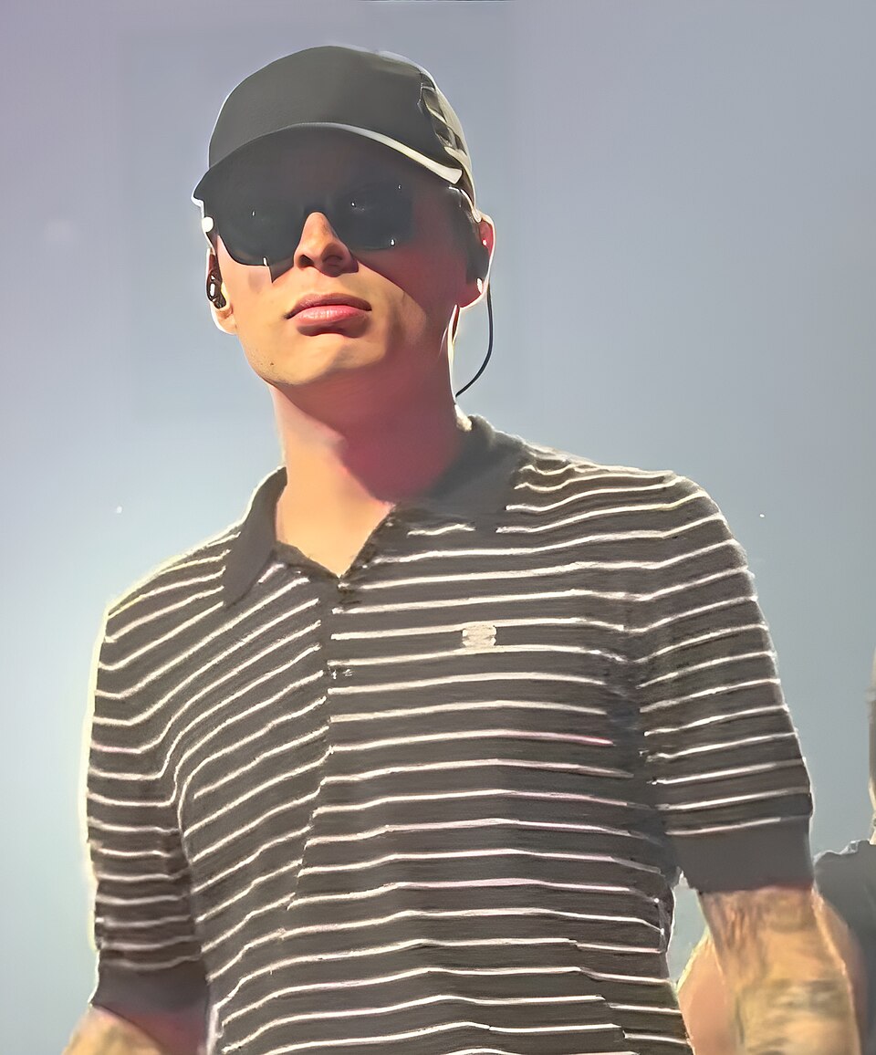 Mexican musician Peso Pluma performing in Monterrey, on 24 September 2024, as part of his Éxodo Tour (2024).