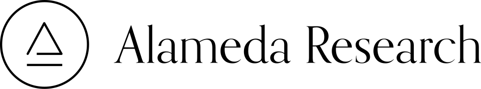 Logo of Alameda Research (using Orpheus font)