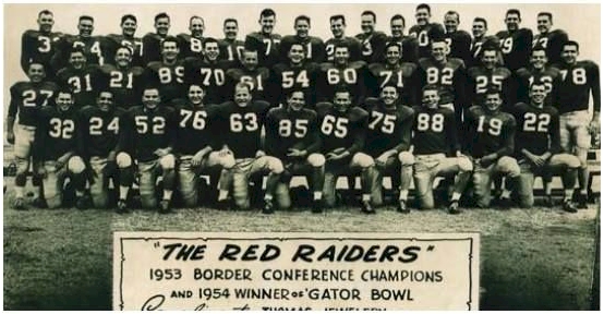 The 1954 Gator Bowl winning Texas Tech football team.