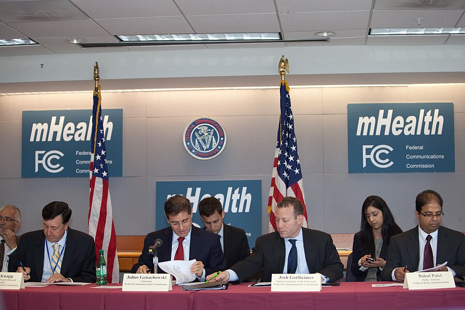From left to right: Julius Knapp - Chief of OET for the FCC, FCC Chairman Julius Genachowski, Josh Gottheimer - Senior Counsel to the Chairman and Bakul Patel - Policy Advisor, Office of the Center Director, Center for Devices and Radiological Health (CDRH), FDA.
June 6, 2012 - FCC Headquaters | Was