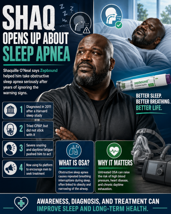 Shaquille O'Neal says Zepbound helped him take obstructive sleep apnea seriously after years of ignoring symptoms including loud snoring and daytime fatigue.