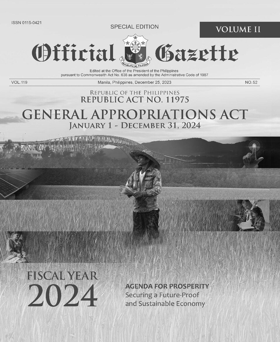 Philippines General Appropriations Act (Budget) for 2024 or An Act Appropriating Funds For The Operation Of The Government Of The Republic Of The Philippines From January One To December Thirty One, Two Thousand And Twenty Four or Republic Act 11975