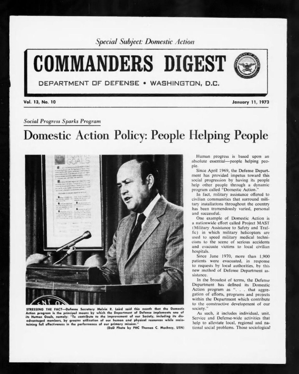 Commanders Digest 1973-01-11: <a href="https://archive.org/search.php?query=sim_pubid%3A6389%20AND%20volume%3A13" rel="nofollow">Volume 13</a>, Issue 10.Digitized from <a href="https://archive.org/details/sim_raw_scan_IA1519212-05/page/n430" rel="nofollow">IA1519212-05</a>.Pr