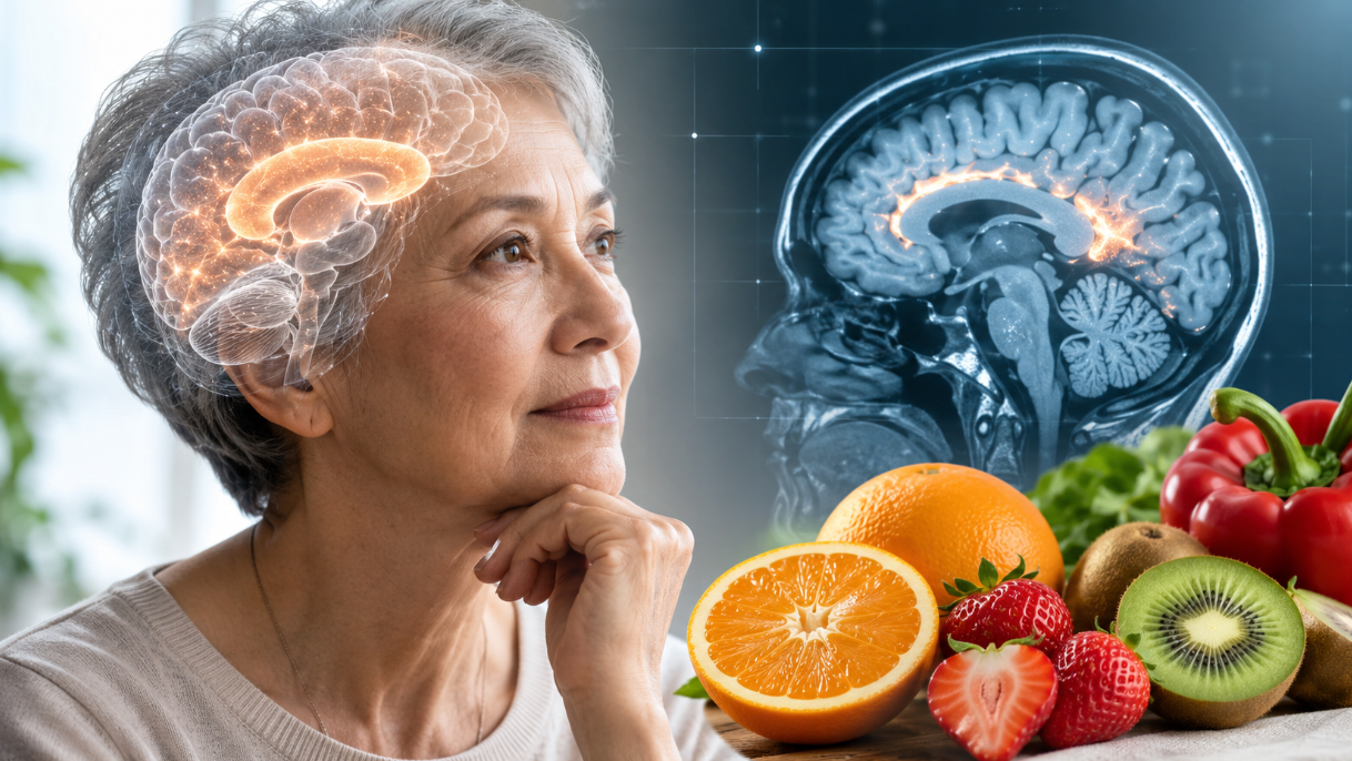 Higher blood levels of vitamin C may be associated with greater gray matter volume in older adults, adding new evidence that nutrition could influence brain aging.