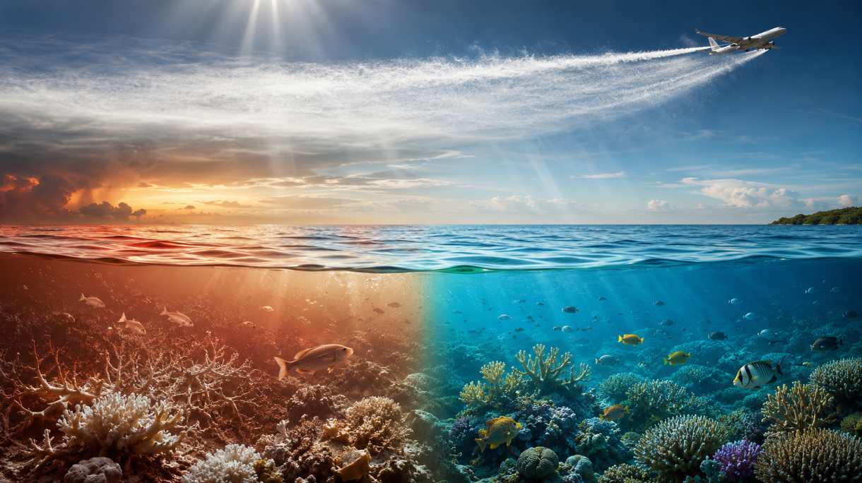 A new study suggests stratospheric aerosol injection could protect part of the world's oceans from marine heat waves, though researchers warn the approach remains controversial.