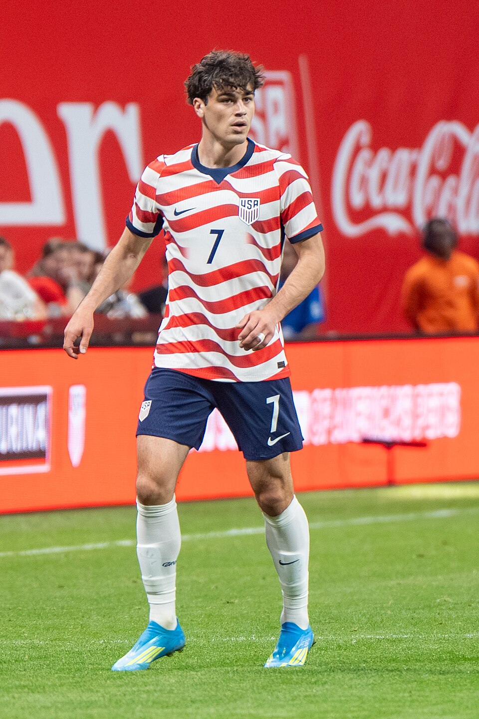 Gio Reyna during USMNT v Belgium on March 28 2026 at Mercedes-Benz Stadium in Atlanta, Georgia
