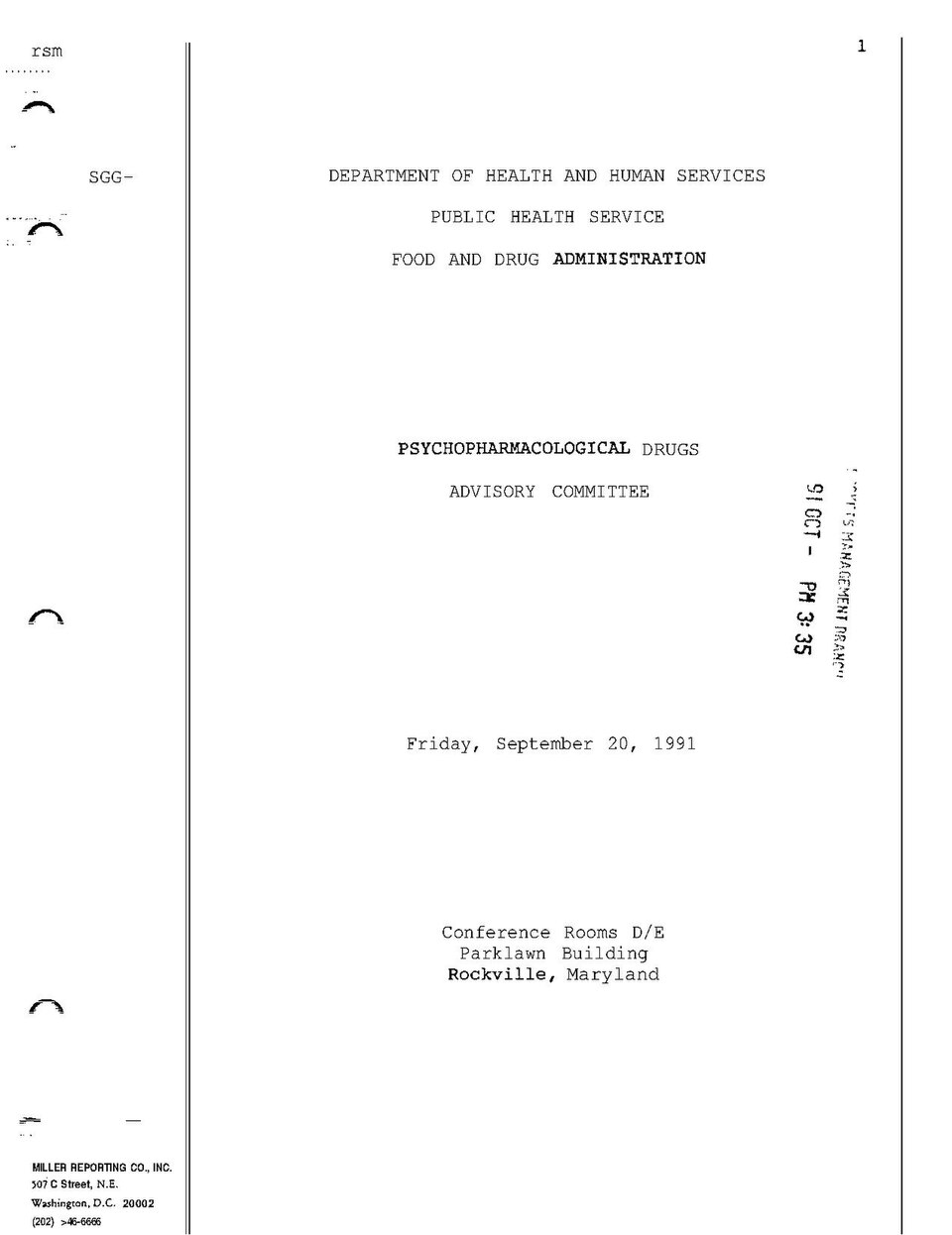 1991, FDA, Psychopharmacological Drugs Advisory Committee