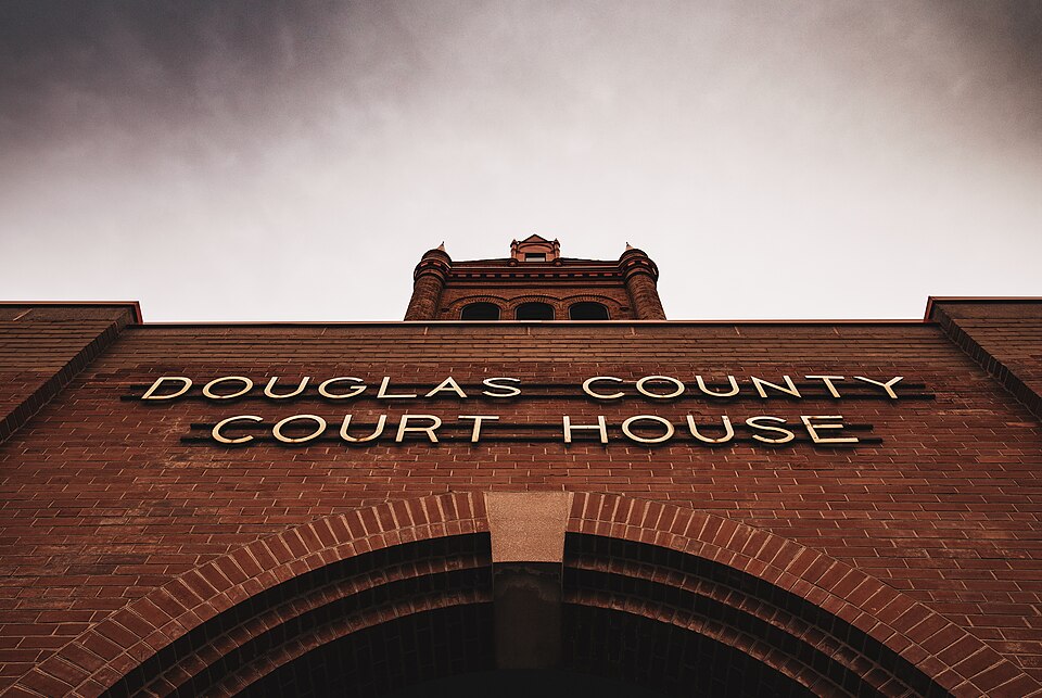 The court house in Alexandria, Douglas County District Court, Minnesota, part of the Minnesota Judicial Branch. Photo: 22 April 2018.