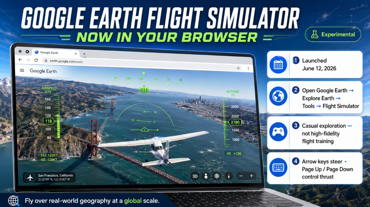 Google Earth Flight Simulator Launches Globally in Web Browser
