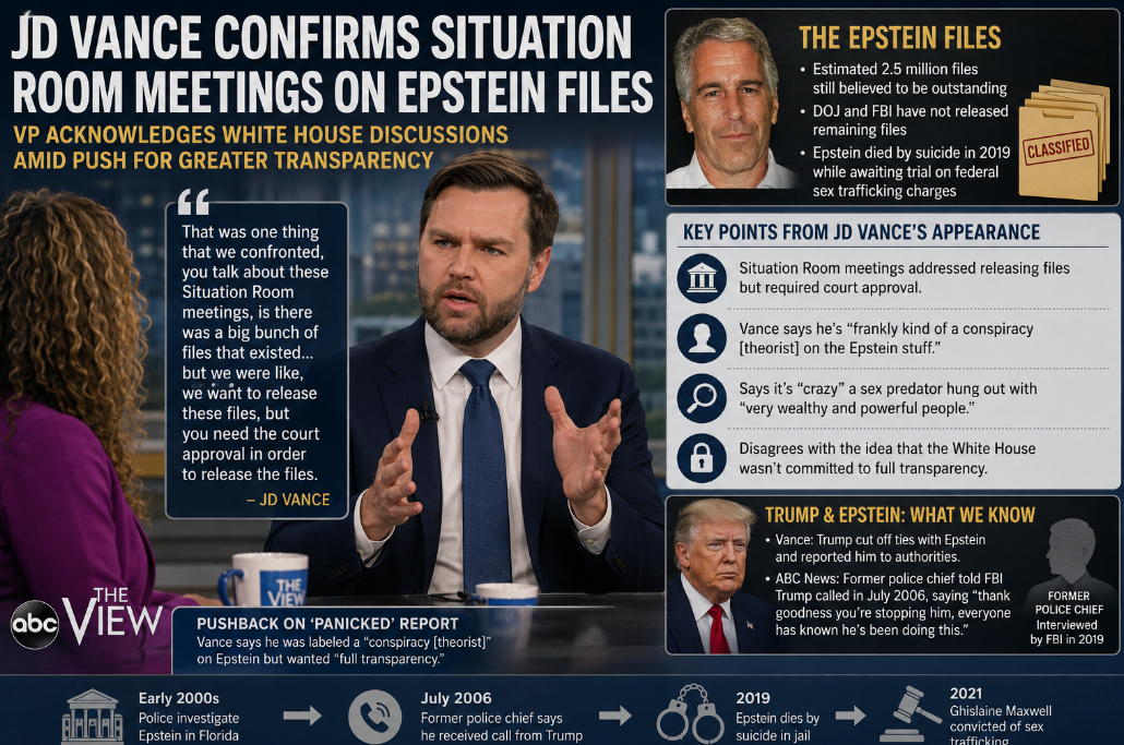 Vance Confirms Situation Room Meetings Were Held on Epstein Files