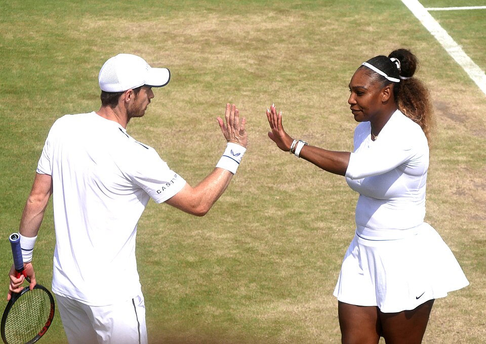 Andy Murray and Serena Williams play mixed doubles at Wimbledon 2019