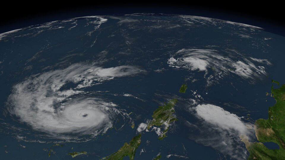 The Moderate Resolution Imaging Spectroradiometer (MODIS) on NASA’s Terra and Aqua satellites captured this image of Hurricane Earl, Tropical Storm Fiona, and Tropical Storm Gaston on September 1, 2010. Hurricane Earl is in the foreground. Tropical Storm Fiona is just east of Puerto Rico. Tropical S
