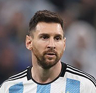Lionel Messi playing for Argentina at the 2022 FIFA World Cup.