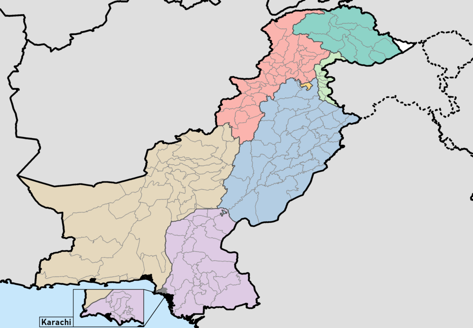 This is a map showing each and every district in Pakistan, including Azad Jammu &amp; Kashmir and Gilgit-Baltistan. It was made using maps from the Pakistan Bureau of Statistics and UN OCHA's HumData Database (which citypopulation.de uses). It is up to date and shows each and every district in Baloc
