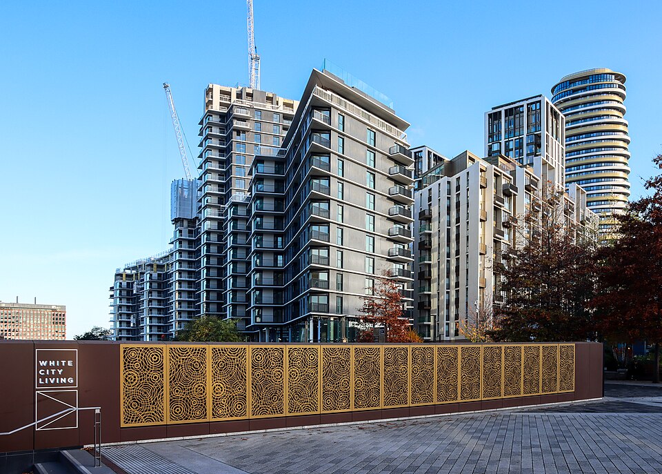 Construction of apartments at White City, London