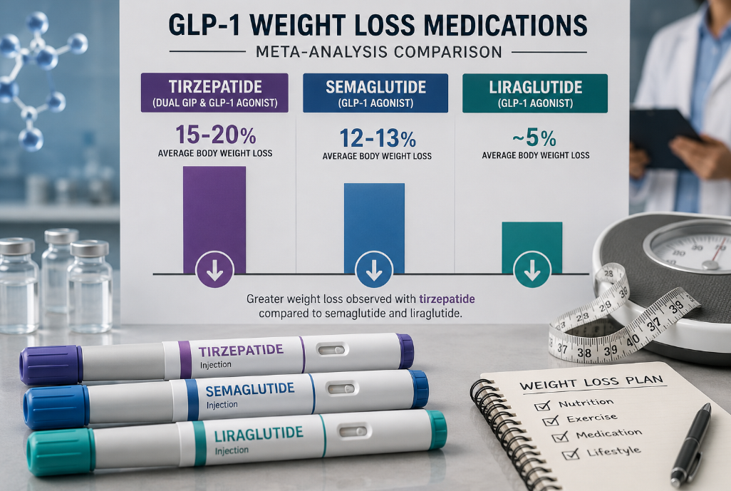 Tirzepatide Beats Semaglutide in Weight Loss Meta-Analysis of GLP-1 Drugs