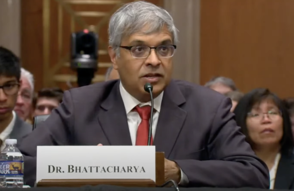Jay Bhattacharya at his confirmation hearing in March 2025