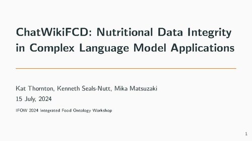 Slide deck for IFOW 2024 Integrated Food Ontology Workshop